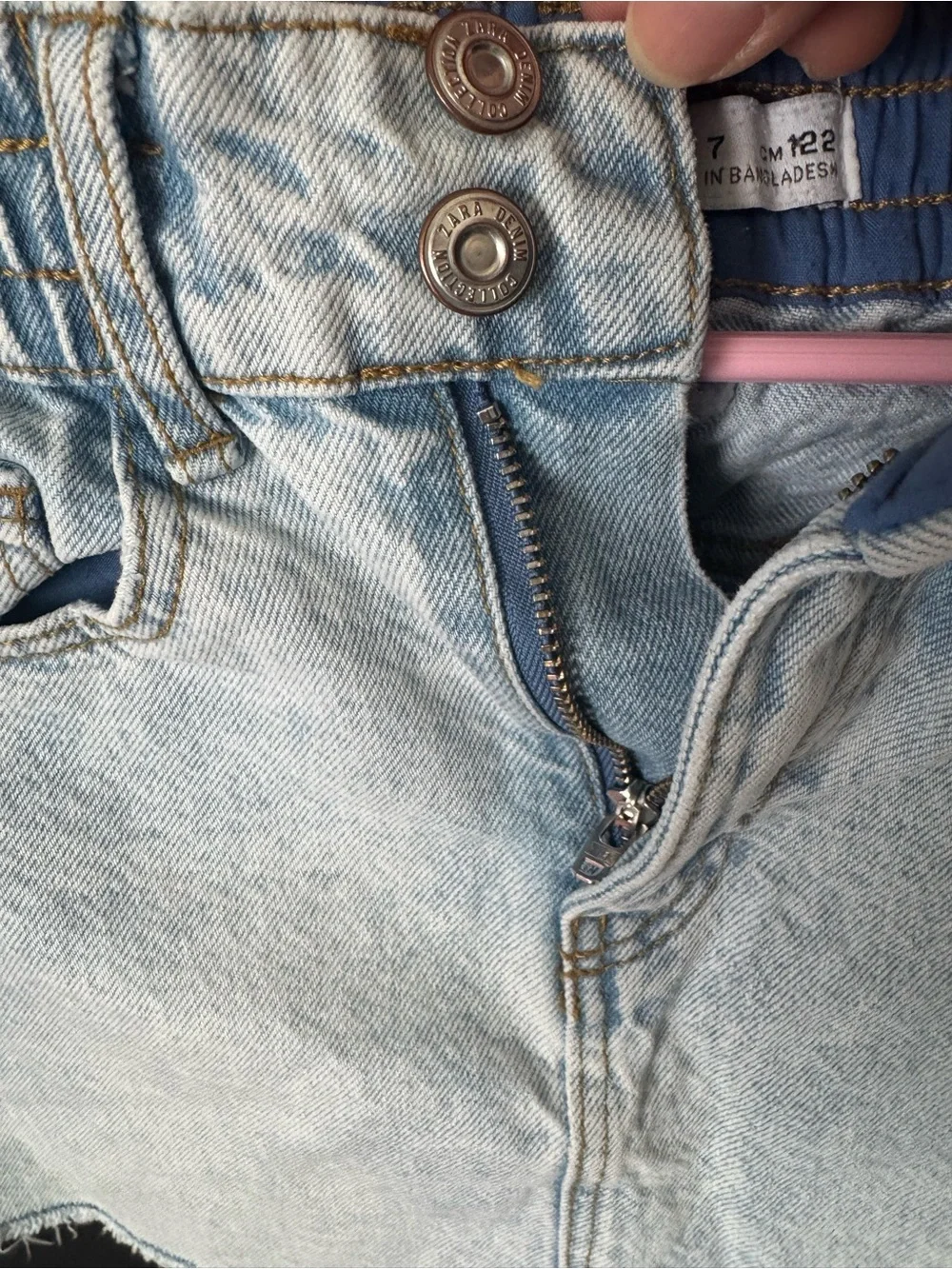 Zara Light Blue Distressed Denim Mini Skirt